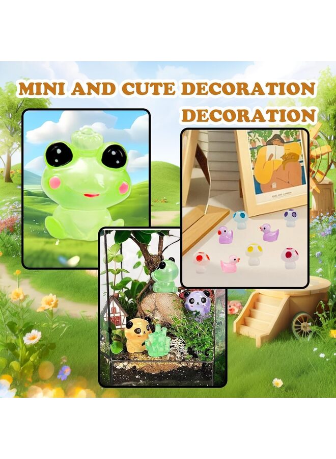 66pcs Mini Resin Animals Figures Luminous Glow in The Dark Tiny Duck Mini Frogs Panda Mushroom Figurines Set for DIY Garden Micro Landscape Aquarium Dollhouse Crafts Decor - Image 2